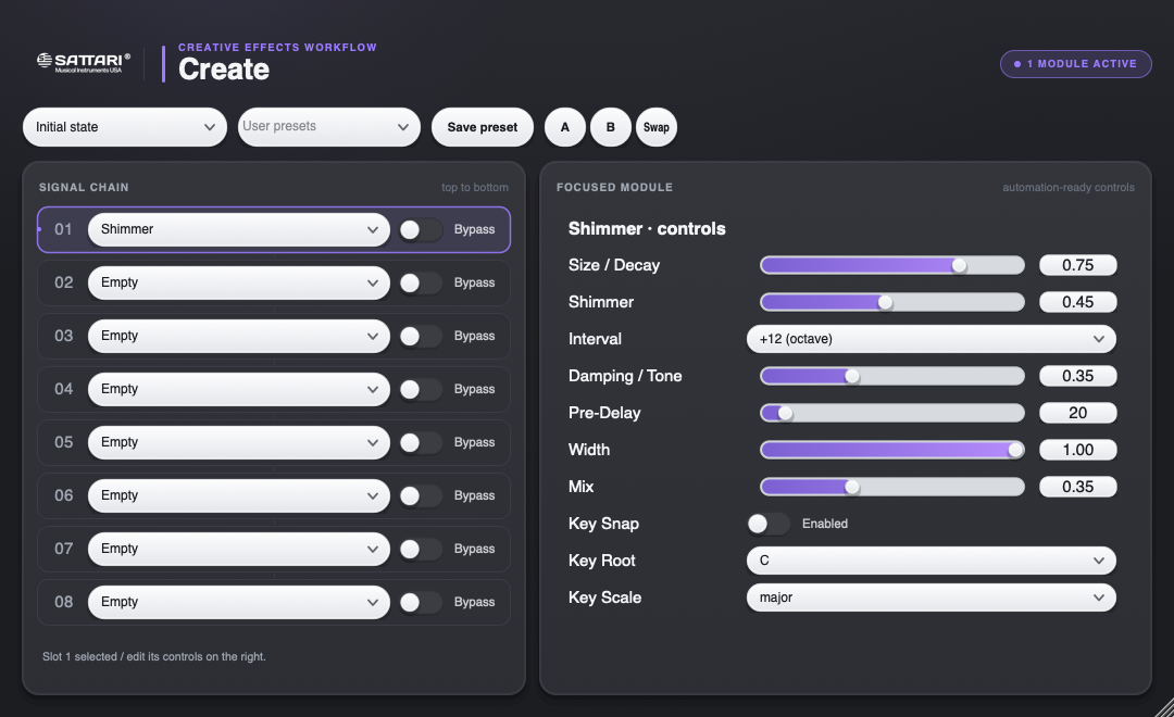 The Sattari Create interface